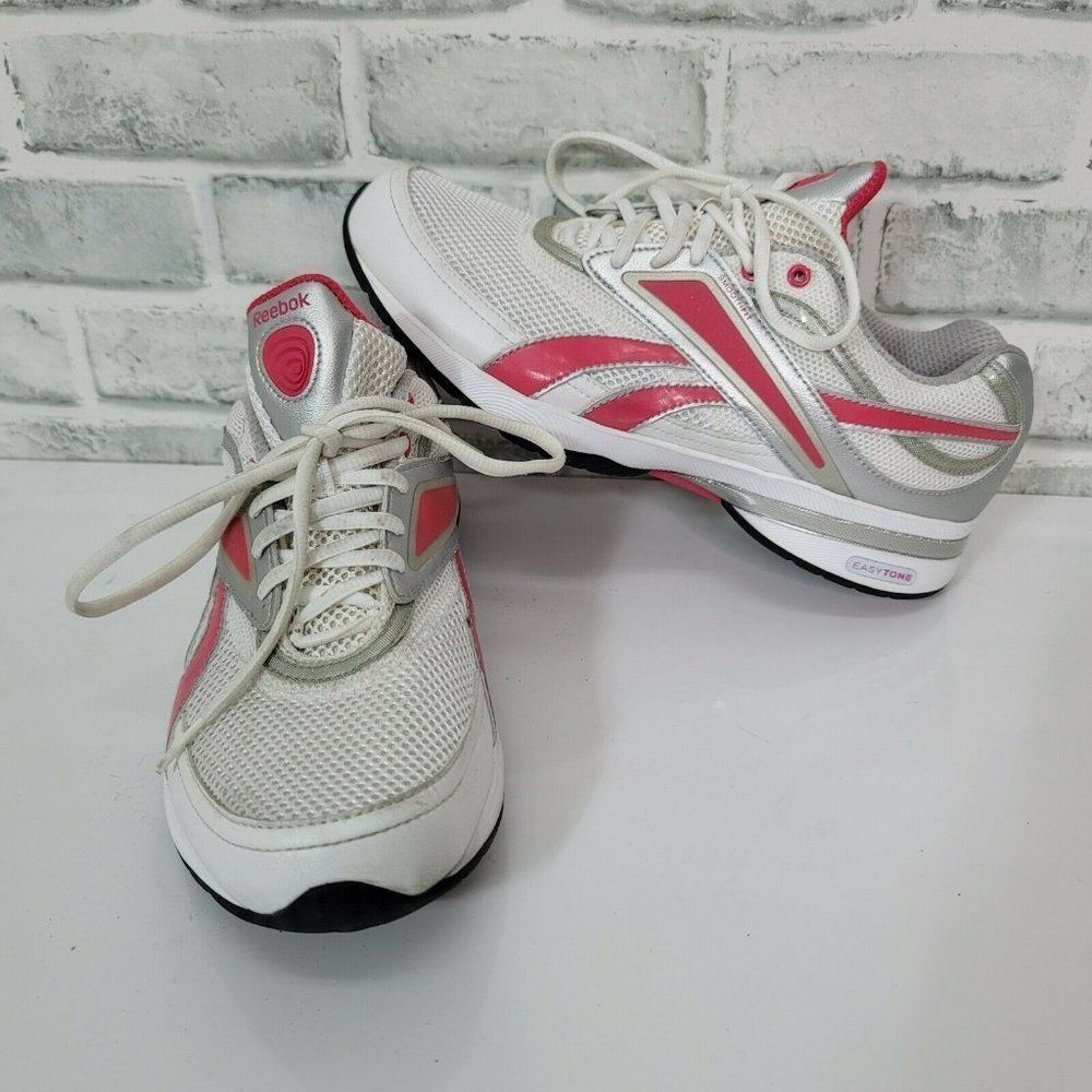 Reebok EasyTone Womens 9.5 Walking Athletic‎ Toning Sneakers White Shoes J17649